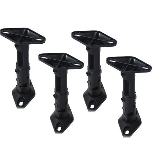 VideoSecu 4 Black Universal Satellite Speaker Mounts / Brackets for Walls and Ceilings 1VE (Black, 4 Pack)