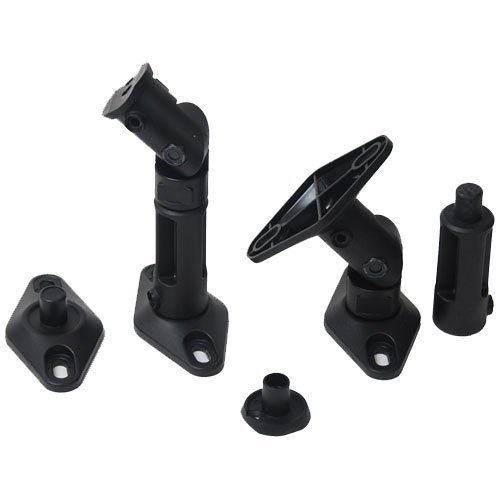 VideoSecu 4 Black Universal Satellite Speaker Mounts / Brackets for Walls and Ceilings 1VE (Black, 4 Pack)