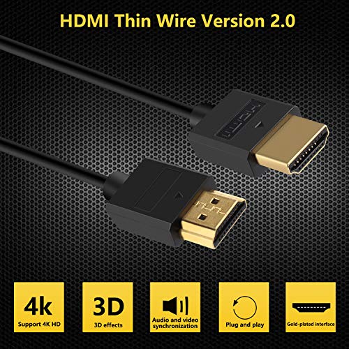 Pasow 4K HDMI Cable Ultra Thin Male to Male 36AWG High Speed Slim Cable (1.5FT/0.5M)