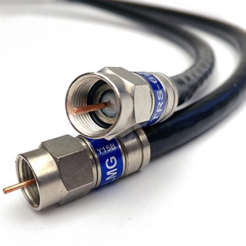 20ft Quad Shield Solid Copper 3GHZ RG-6 Coaxial Cable 75 Ohm (DIRECTV Satellite TV or Broadband Internet) Anti Corrosion Brass Connector RG6 Fittings Assembled in USA by PHAT SATELLITE INTL