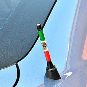 ICBEAMER 5 inch Mini Mexico Flag Aluminum with Internal Copper Coil Universal Fit AM/FM Radio Antenna Replacement Compatible for Car, Truck and Van