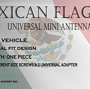 ICBEAMER 5 inch Mini Mexico Flag Aluminum with Internal Copper Coil Universal Fit AM/FM Radio Antenna Replacement Compatible for Car, Truck and Van