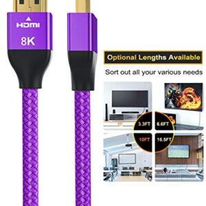 Basesailor 8K 60Hz HDMI Cable 10FT 2 Pack,48Gbps 7680P Ultra High Speed Cord for Apple TV,Roku,Samsung QLED,2.0 2.1,Sony Playstation,PS5,6FT,Xbox One Series X,eARC HDR HDCP 2.2 2.3,4K 120Hz 144Hz