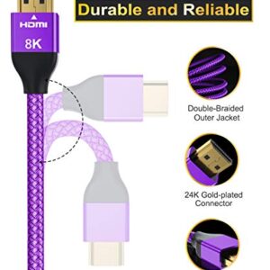 Basesailor 8K 60Hz HDMI Cable 10FT 2 Pack,48Gbps 7680P Ultra High Speed Cord for Apple TV,Roku,Samsung QLED,2.0 2.1,Sony Playstation,PS5,6FT,Xbox One Series X,eARC HDR HDCP 2.2 2.3,4K 120Hz 144Hz