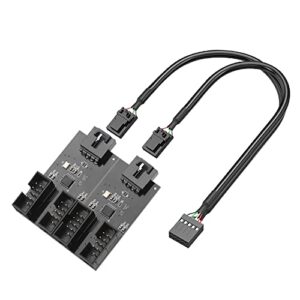 9pin usb header male 1 to 4 female extension splitter cable connector adapter (male 1 to 4 female)