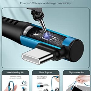 USB C to USB C Cable [2Pack/6FT], 60W Fast Charger USB C to C Charging Cable Right Angle Type C Cord for Samsung Galaxy S23 Ultra S22 S21 S20 A23 Note20 Google Pixel iPad MacBook, USB-C Android Cable