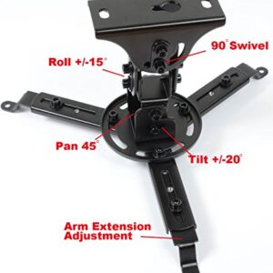 VideoSecu LCD DLP Tilt Swivel Sloped Projector Ceiling Mount Bracket Fit Flat and Vaulted Ceiling PJ1B WU7