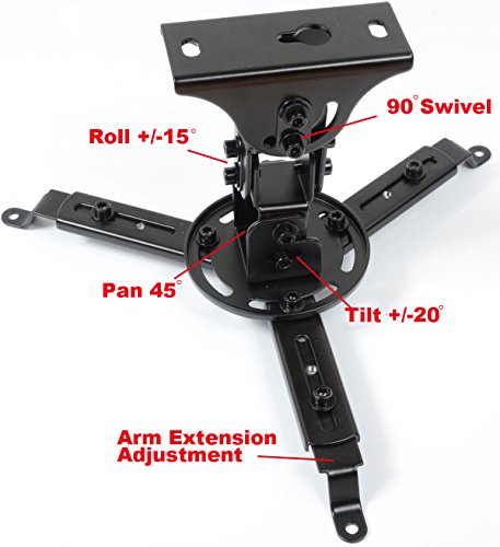 VideoSecu LCD DLP Tilt Swivel Sloped Projector Ceiling Mount Bracket Fit Flat and Vaulted Ceiling PJ1B WU7