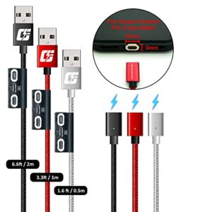 cinchforce flat magnetic 3-in-1 data/charging cable with flat magnetic adapters and tip storage holder, compatible with type-c, iproduct, micro-usb, updated for 2021-3 pack (6.6ft/3.3ft/1.6ft)