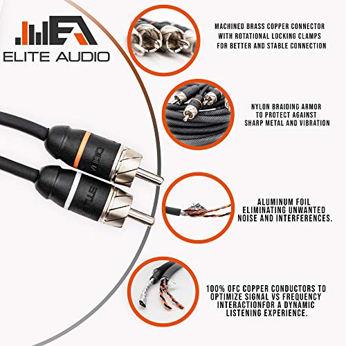 Elite Audio EA-PRMY2M Premium Series 100% OFC Copper RCA Interconnects Stereo Y Cable, (2 Male to 1 Female RCA Y-Adapter Splitter Audio Cable, Double-Shielded with Noise Reduction)