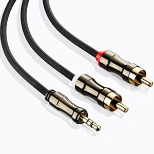 BERLAT RCA to 3.5mm Cable, RCA Audio Cable Nylon Woven 24K Gold Plated Male to Male Jack Adapter for Connects a Smartphone, Tablet, HDTV,or MP3 Player to a Speaker - 6.6ft/2M