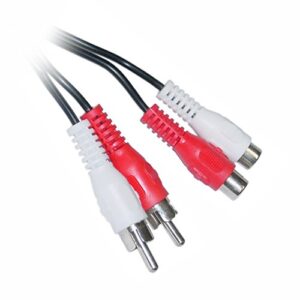 25 feet 2 rca male to female audio extension cable (red/white connectors)