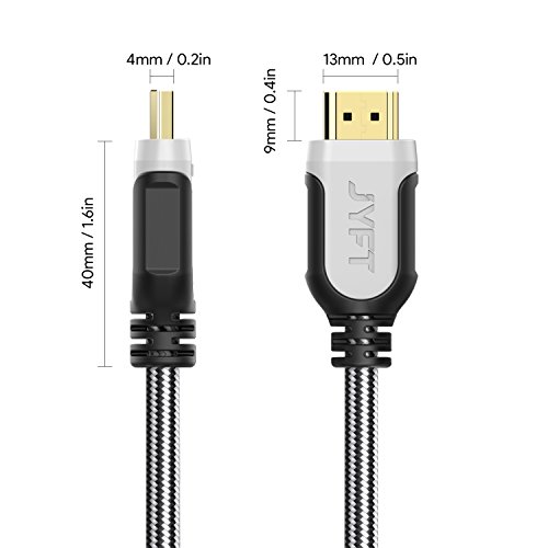 JYFT HDMI Cable 6ft - HDMI 2.0 (4K @ 60fps), High Speed with Ethernet 18Gbps, Audio Return, Video 4K 2016P HD, 1080P 3D, Blue-ray, Support Apple TV, Xbox, PS3, PS4, HDTV, 1Pack