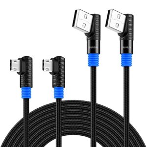 sunguy right angle micro usb cable 3ft [2-pack], short 90 degree micro usb cable nylon braided fast charging cords data sync for samsung s7 s6 note 5, kindle, lg, power bank