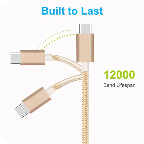 SLuB USB C Cable 5-Pack (3/3/6/6/10FT) Type C Charger Nylon Braided USB Cable, USB A to USB C Charging Cord Fast Charge for Samsung Galaxy S10 S9 S8 /Note10 9 8, LG V30 V20,USB C Charger (Gold)