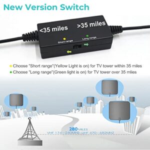2023 Latest Amplified Digital HD TV Antenna 330 Miles Range, Indoor HD Antenna Ultra-Large Area Reception Support 4K 1080p All Older TV's, Smart Signal Booster Antenna/18ft Coaxial HDTV Cable