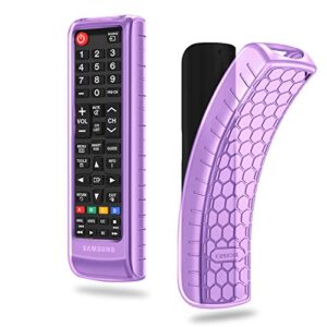 casebot silicone case for samsung tv remote, (honey comb) lightweight anti slip shockproof cover for samsung bn59-01315a bn59-01199f aa59-00666a bn59-01301a remote, purple-glow in the dark