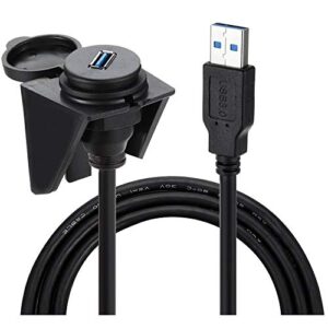 LDKCOK USB 3.0 Mount Cable –USB Extension Flush, Dash, Panel Mount Cable, for Car, Boat, Motorcycle and More (3.3ft/1m)