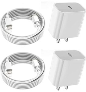 iphone 14 13 12 super fast charger, [mfi certified] 6ft lightning cable 20w pd usb c wall charger 2-pack iphone fasting charging block compatible iphone 14/14 pro max/13/13pro/12/12 pro/11/xs max/8p