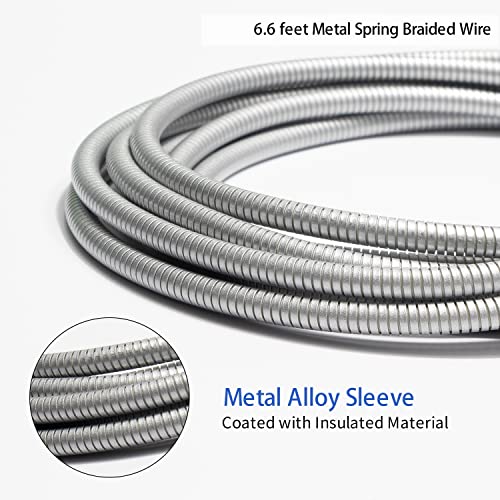 METZONIC USB A to Type C Metal Braided Fast Charge Cable, with Insulation Coated Steel [2 Pack, 6.6 Feet], Fast Charge Data Sync and Transfer Cord (Silver)