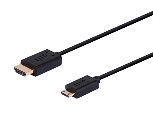 Monoprice 4K Small Diameter High Speed HDMI to Mini HDMI Passive Cable - 0.5 Feet - Black | 4K@60Hz, 18Gbps, 40AWG, HDR, for Home Theater, TV - UltraFlex Series