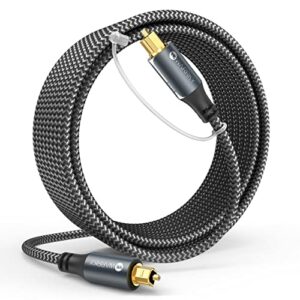 warrky optical audio cable, 20ft optical cable [braided, slim metal case, gold plated plug] digital audio fiber optic cable toslink, compatible with sound bar, tv, samsung, vizio, bose, lg, sony