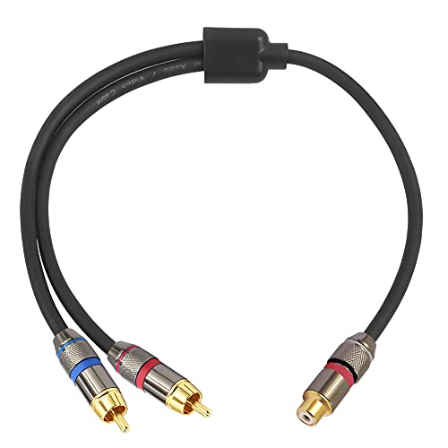 YABEDA RCA Female to Dual RCA Male Y Splitter Cable,Gold Plated RCA (1 Female to 2 Male) Stereo Audio Y Adapter Cable - 1.6feet/50cm