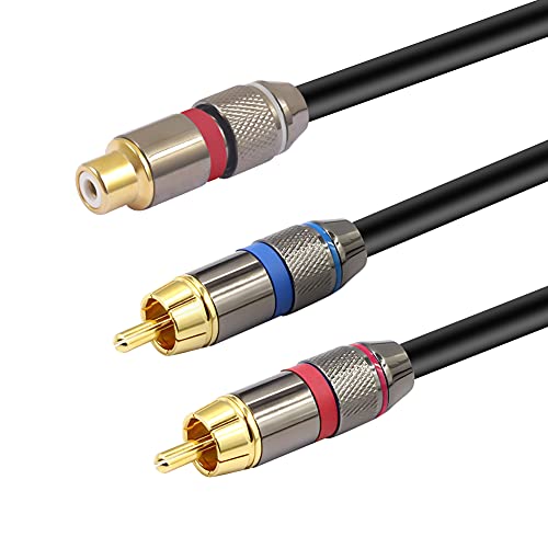 YABEDA RCA Female to Dual RCA Male Y Splitter Cable,Gold Plated RCA (1 Female to 2 Male) Stereo Audio Y Adapter Cable - 1.6feet/50cm