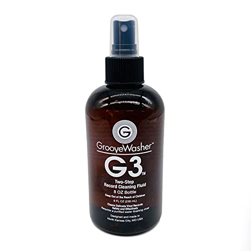 GrooveWasher G3 Two-Step Record Cleaning Fluid, 8 fl oz – Professional Deep Cleaning Vinyl Record Solution, Anti-Static on Contact, Works Great with Record Cleaning Machines, Specially Formulated for Tough to Clean LPs