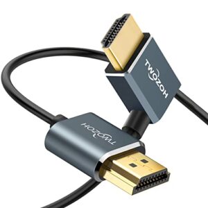 twozoh flexible hdmi to hdmi cable right angled 90° 3.3ft, ultra thin and slim hdmi cord support 3d/4k@60hz