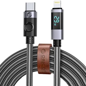 ORICO USB-C to Lightning Cable, 29W PD Syncing Cord LED Display Fast Charging, High Speed Data Transfer Cord Compatible with iPhone 13 12 11 Pro Max XS XR X 8 7 Plus AirPods Pro and More