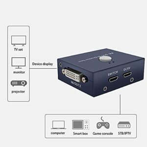 BolAAzuL DVI Switch Splitter Bi-Directional DVI Splitter 2X1 or 1X2, DVI Switcher 2 in 1 Out DVI Splitter 1 in 2 Out 4K(3840 x 2160)@30Hz DVI Selector Switch Box for PC Laptop Monitor LCD HDTV