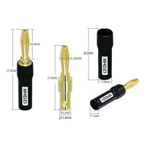 HHDZI 24 K Gold Banana Plugs, no Welding, Speaker Cable Banana Plugs, Audio Connector Adapter, Suitable for Speaker Cable, Wall Audio and Video Receiver, Amplifier and Sound System