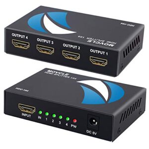 hdmi splitter 1 in 4 out 1×4 ports v1.4 powered 4k/2k full ultra hd 1080p us adapter 3d support