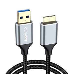 clavoop external hard drive cable cord, usb micro b cable 5 gbps high-speed braided usb a to micro b hard drive wire male to male compatible with macbook air pro galaxy s5 note3 hard drive – 3 feet