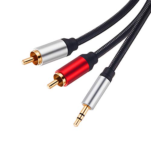 RCA Cable 6Ft, 3.5mm Male to 2RCA Male Stereo Audio Adapter Cable Nylon Braided AUX RCA Y Cord for Smartphones, MP3, Tablets, Speakers, HDTV and More(6Ft/2M)