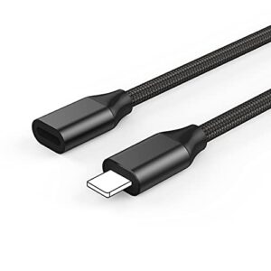 EMATETEK Braided Extender Cable Male to Female Pass Audio Video Picture Data and Power Charge. 1PCS 3.3Feet Extension Cord Connector Made of Black Aluminum & Braided.