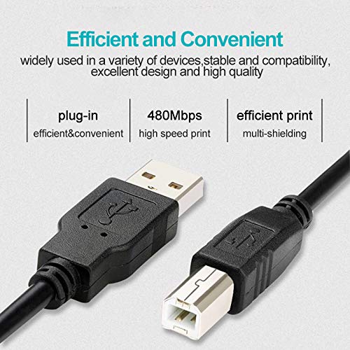 USB Printer Cable Cord Compatible for Brother MFC-L2710DW L2750DW L5700DW L6700DW J805DW J895DW J880DW L8900CDW L3770CDW L3710CW J690DW J497DW J5830DW J6930DW L5800DW L6800DW L8610CDW J775DW MFC7240