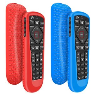 2 pack case for dish network remote 52.0/54.0, silicone cover for dish tv remote controller skin protective universal replacement rubber sleeve protector(red,blue)