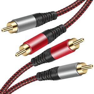 rca cable 5ft,2rca male to 2-rca male audio stereo subwoofer cable [hi-fi sound] nylon-braided auxiliary audio cord for home theater, hdtv, amplifiers, hi-fi systems,speakers and etc (5ft)