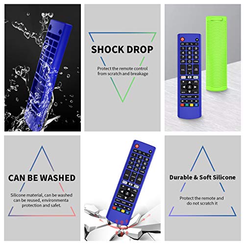 2Pack Silicone Case for LG AKB75095307 AKB75375604 AKB74915305 Remote, Alquar Shockproof Anti-Lost Remote Cover Holder Skin Sleeve Protector for LG Smart TV Remote Control (Glow Green+Blue)