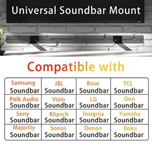 Universal Soundbar Wall Mount Bracket Sound Bar Mounts Compatible with Samsung, Sony, LG, JBL, Polk Audio, Vizio, Roku, Bose, TCL, Onn, Yamaha, Sonos, Klipsch, RCA Soundbar Mount Mounting Brackets