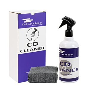 premium cd cleaner spray fluid – compact disc cd-dvd cleaning solution and practical microfiber anti-static glove – big bottle 17oz