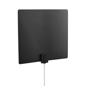 One For All Amplified HDTV Antenna for 1080P 4K Free TV Channels, 60 Miles Long Reception Range, External Signal Booster and 10ft Coax Cable Included, Thin Dual Color Design White/Black, Model 14551