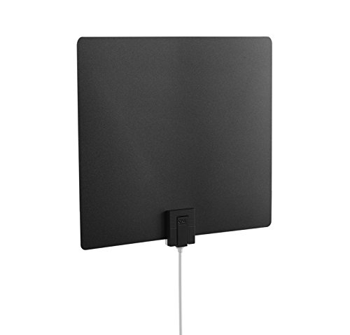 One For All Amplified HDTV Antenna for 1080P 4K Free TV Channels, 60 Miles Long Reception Range, External Signal Booster and 10ft Coax Cable Included, Thin Dual Color Design White/Black, Model 14551