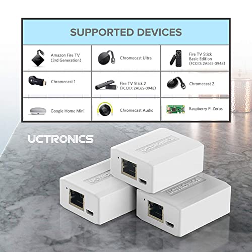 UCTRONICS Upgraded Raspberry Pi Zero Ethernet and Power, Micro USB to Ethernet/PoE Adapter for Fire TV Stick, Chromecast, Google Mini, Wyze Cams and More, IEEE 802.3af Compliant