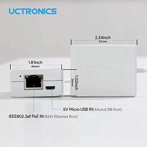 UCTRONICS Upgraded Raspberry Pi Zero Ethernet and Power, Micro USB to Ethernet/PoE Adapter for Fire TV Stick, Chromecast, Google Mini, Wyze Cams and More, IEEE 802.3af Compliant