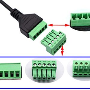 zdyCGTime Micro USB Screw Terminal Block Connector Cable Micro USB 2.0 Male Plug to 5 Pin/Way Female Bolt Screw with Shield terminals Pluggable Type Adapter Connector Cable（30CM/2Packs (Male)