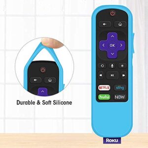 4 Pack Protective Case for TCL Roku TV Steaming Stick 3600R/3800/3900 Remote,Silicone Cover Roku Voice/Express/Premiere Remote Controller Skin,Replacement Sleeve-Glow Green,Glow Blue,Red,Blue