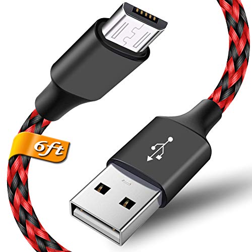 Android Charger Cord,Micro USB Cable Braided Fast Charging Cord Compatible with Kindle Fire HD 7 8 10 Tablet Moto E4 E5 G4 G5 G6 Play Samsung Galaxy J7 S7 J3 S6 Edge Note 5 4 LG G3 G4 V10 K20 K30 6ft